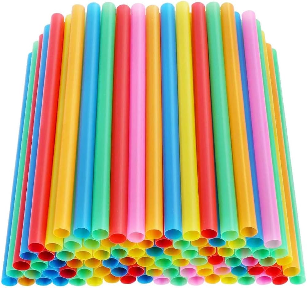 Vibrantly colored bubble tea straws.